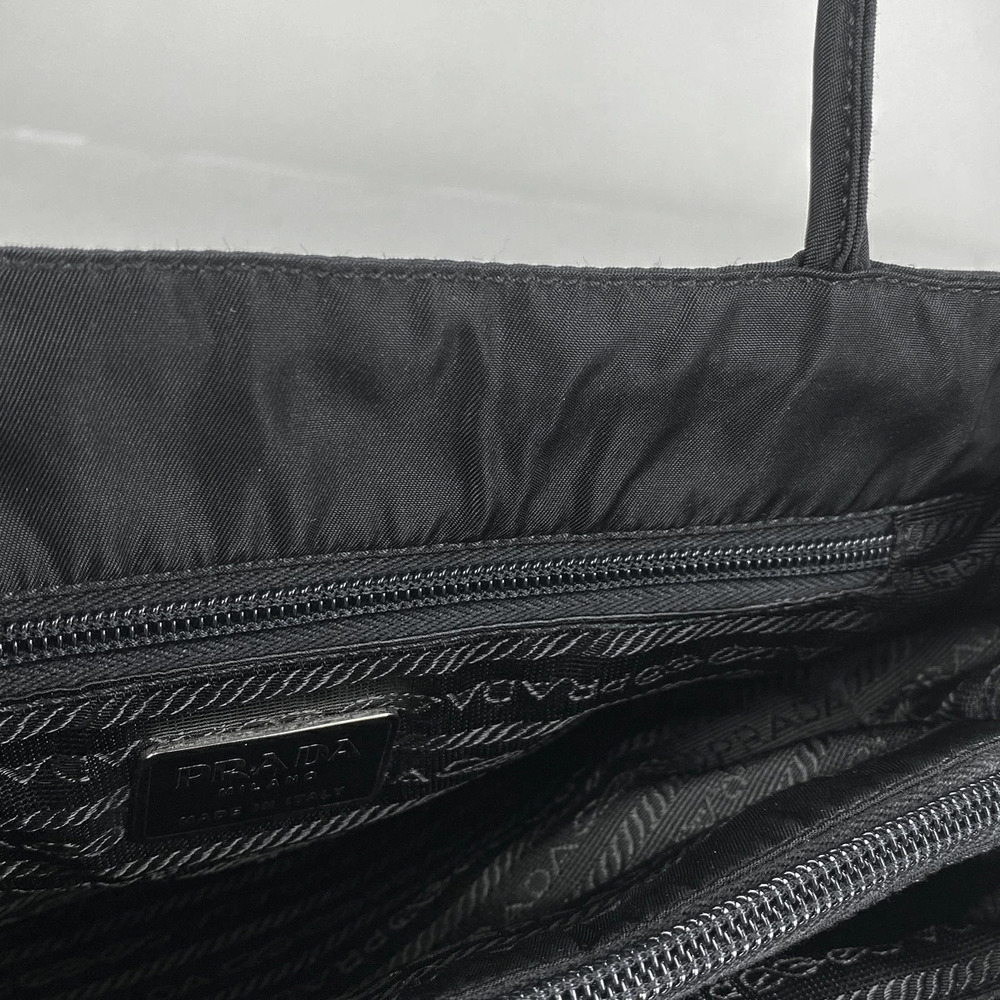 Prada Logo Plate Handbag Tote Bag Nero Black - Picture 5 of 6